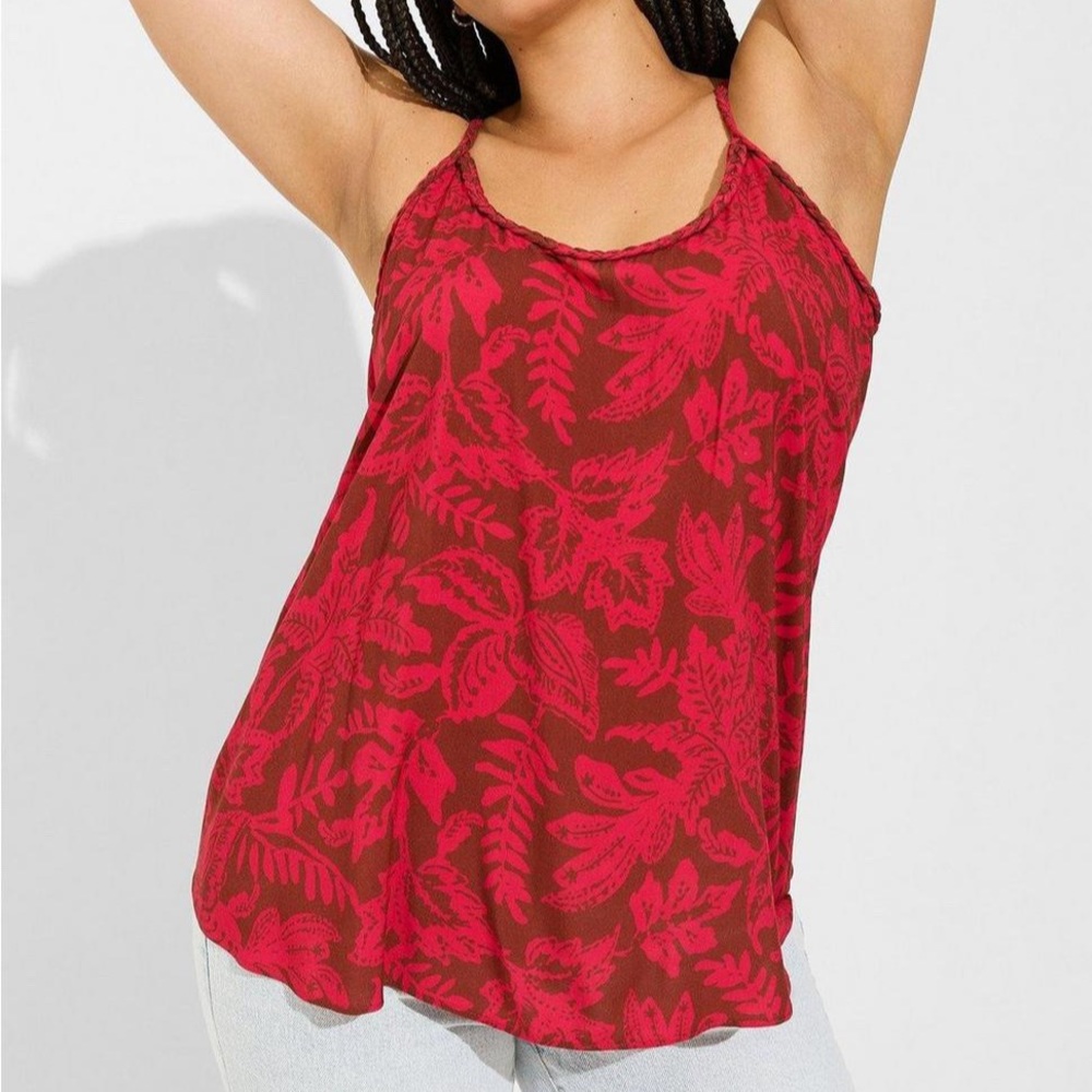 Torrid Leaves Challis Braided Sleeveless Tank Top